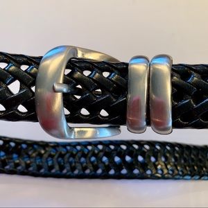 Black Leather Woven Belt‎ sz 32